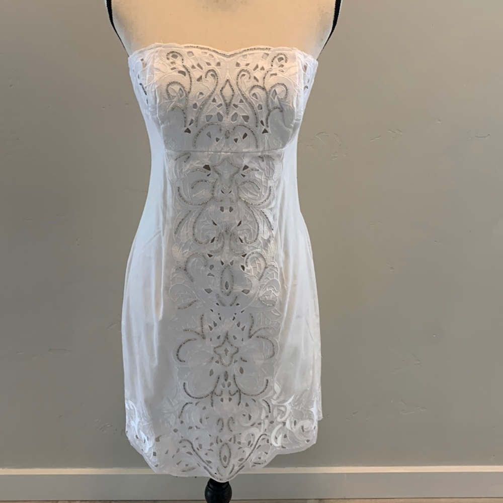 WHBM White Strapless Fancy Dress NWT